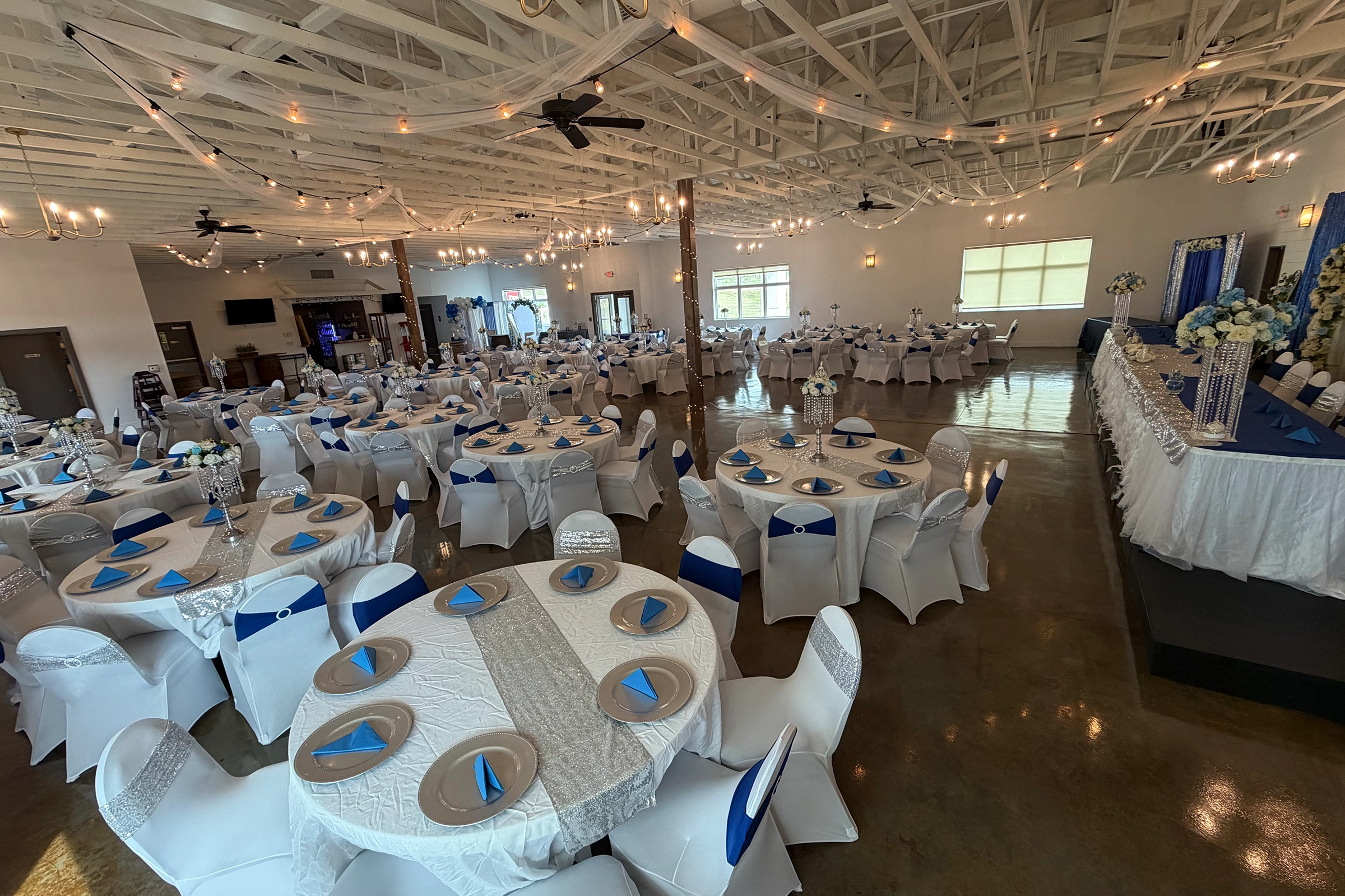 Elegant wedding reception inside the Riviera venue